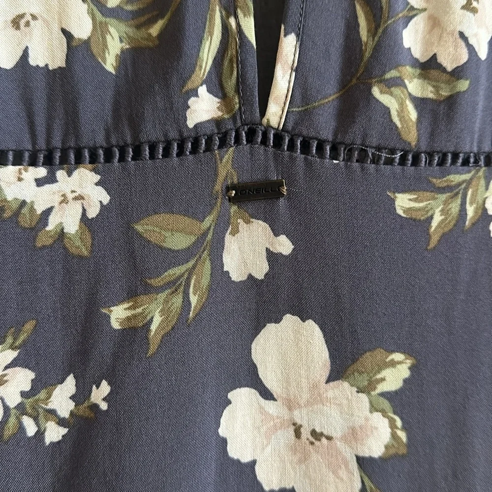 O'Neill Navy Floral Long-Sleeve V-Neck Dress - Picture 7 of 13